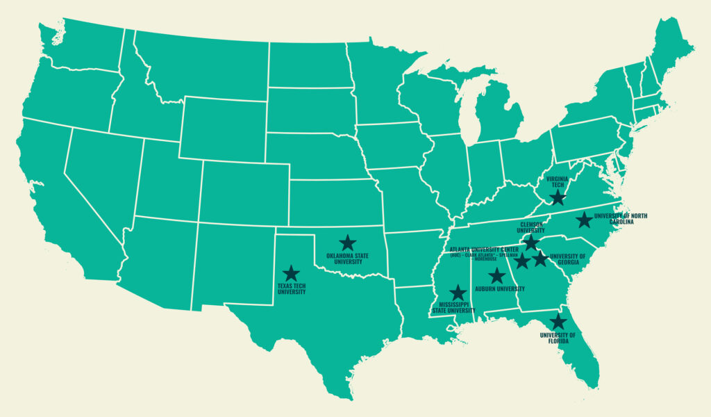 Map of Universities to be visited by Peanuts
