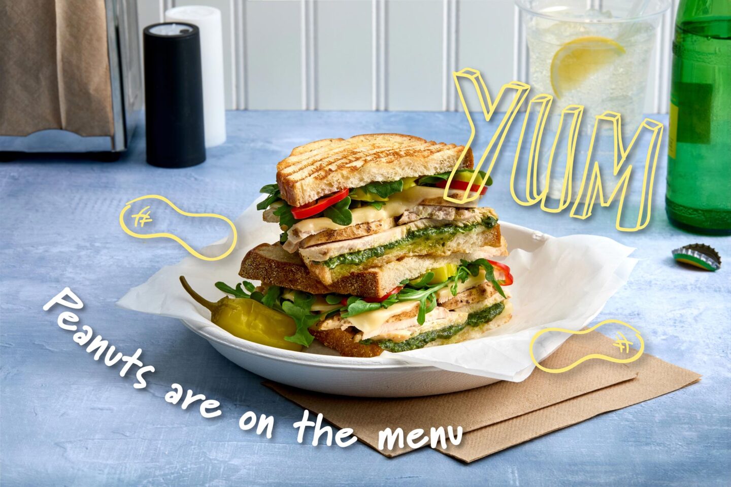 Peanut Butter Cilantro Pesto Chicken Panini