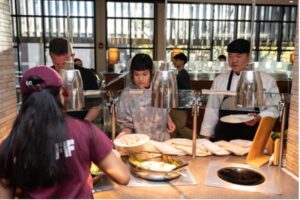 Students enjoying meals at UMass Amherst
